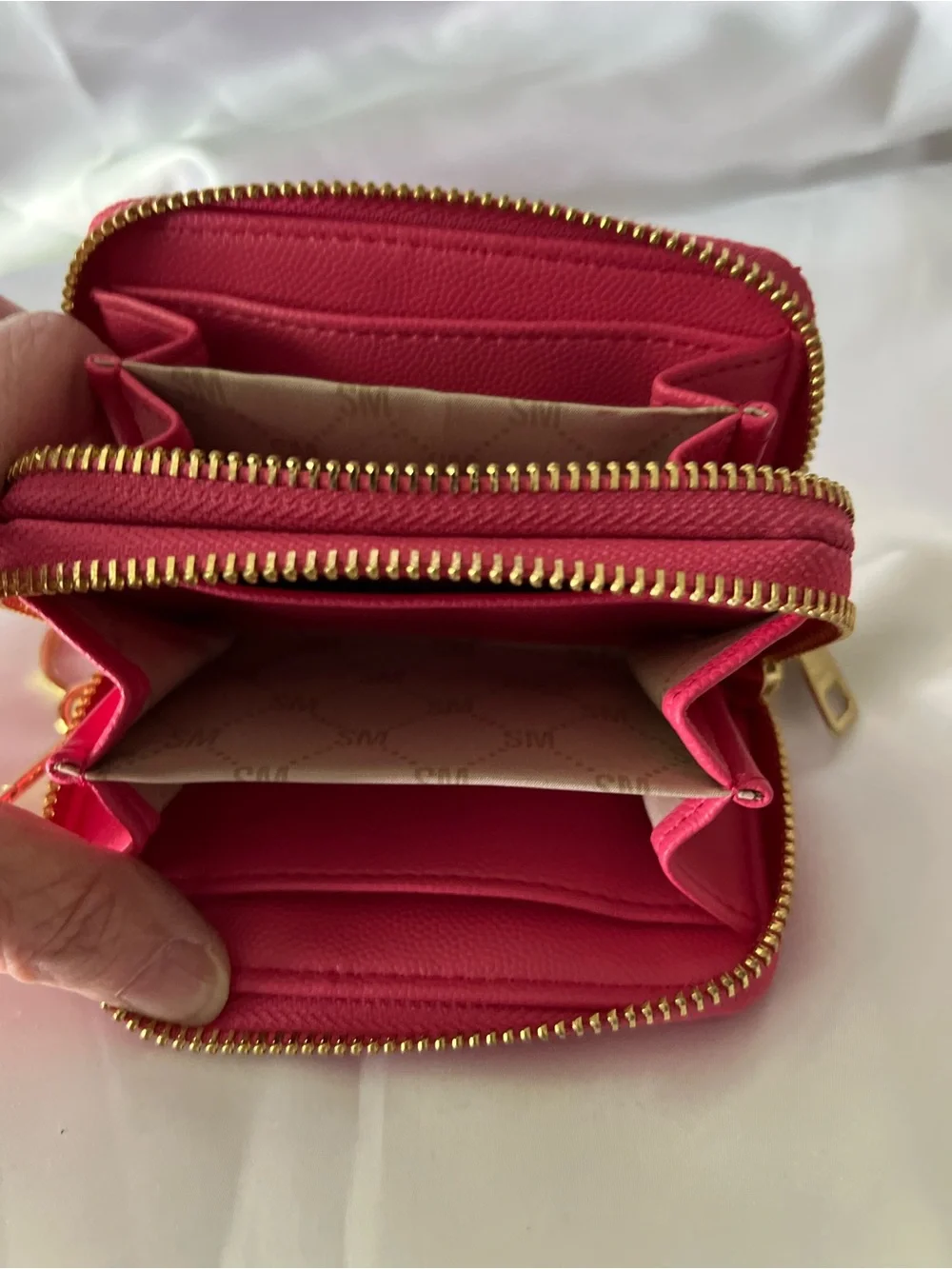 Steve Madden Pink Key & Card Holder with Gold Hardware